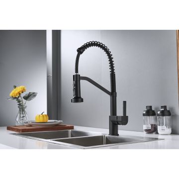 Смеситель для кухни с гибким изливом Shevanik (Шеваник) S963H, черный