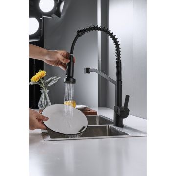 Смеситель для кухни с гибким изливом Shevanik (Шеваник) S963H, черный