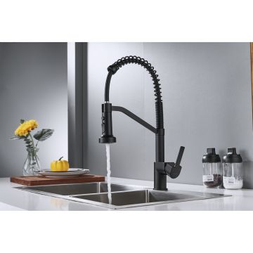 Смеситель для кухни с гибким изливом Shevanik (Шеваник) S963H, черный
