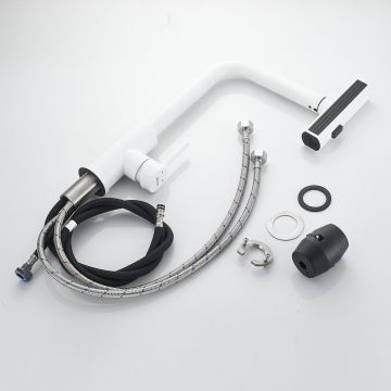 Смеситель для кухни с мультифункциональным изливом Shevanik (Шеваник) S263C, белый