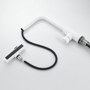 Смеситель для кухни с мультифункциональным изливом Shevanik (Шеваник) S263C, белый