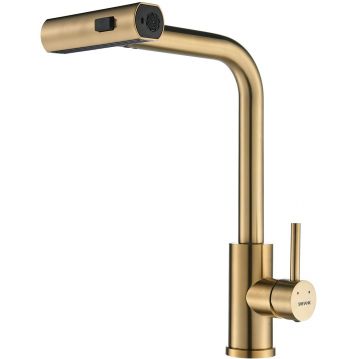 Смеситель для кухни с мультифункциональным изливом Shevanik (Шеваник) S263G, золотой сатин