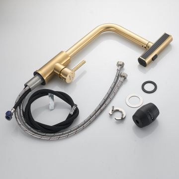 Смеситель для кухни с мультифункциональным изливом Shevanik (Шеваник) S263G, золотой сатин