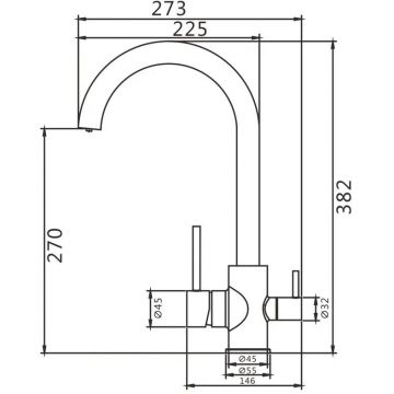 Смеситель для кухни с подключением фильтра Shevanik (Шеваник) S168, хром