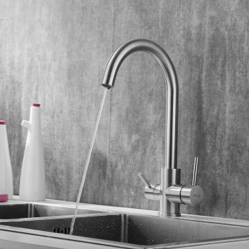 Смеситель для кухни с подключением фильтра Shevanik (Шеваник) S168B, сатин