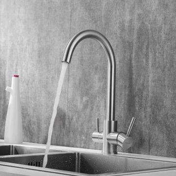 Смеситель для кухни с подключением фильтра Shevanik (Шеваник) S168B, сатин