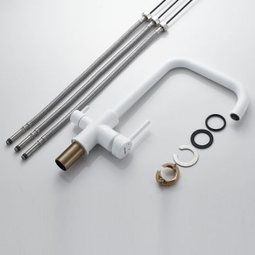 Смеситель для кухни с подключением фильтра Shevanik (Шеваник) S228C, белый