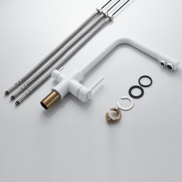 Смеситель для кухни с подключением фильтра Shevanik (Шеваник) S328C, белый