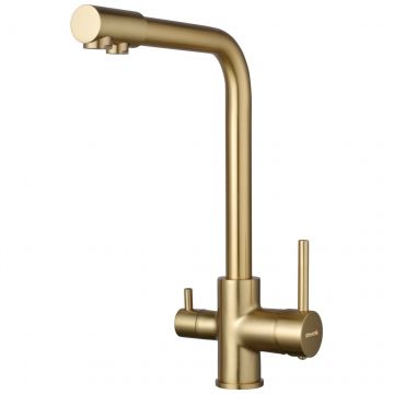 Смеситель для кухни с подключением фильтра Shevanik (Шеваник) S328G, золотой сатин