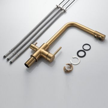 Смеситель для кухни с подключением фильтра Shevanik (Шеваник) S328G, золотой сатин