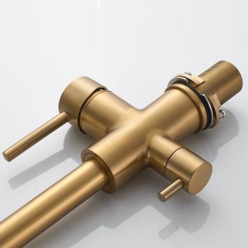 Смеситель для кухни с подключением фильтра Shevanik (Шеваник) S328G, золотой сатин