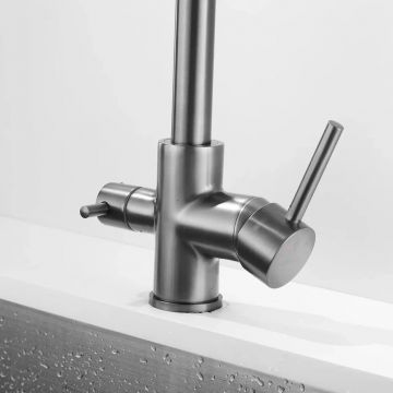 Смеситель для кухни с подключением фильтра Shevanik (Шеваник) S328T, оружейная сталь