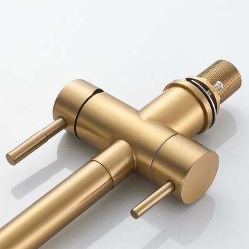 Смеситель для кухни с подключением фильтра Shevanik (Шеваник) S468G, золотой сатин