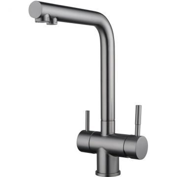 Смеситель для кухни с подключением фильтра Shevanik (Шеваник) S468T, оружейная сталь