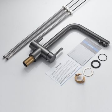 Смеситель для кухни с подключением фильтра Shevanik (Шеваник) S468T, оружейная сталь