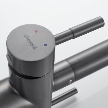 Смеситель для кухни с подключением фильтра Shevanik (Шеваник) S468T, оружейная сталь