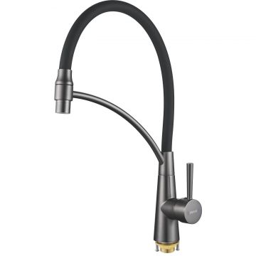Смеситель для кухни с подключением фильтра Shevanik (Шеваник) S743T-3, оружейная сталь/черный