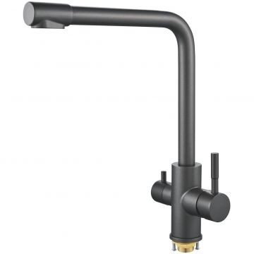 Смеситель для кухни с подключением фильтра Shevanik (Шеваник) S868T, оружейная сталь