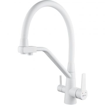 Смеситель для кухни с подключением фильтра Shevanik (Шеваник) S968C, белый