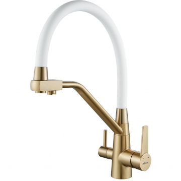 Смеситель для кухни с подключением фильтра Shevanik (Шеваник) S968G, золотой сатин