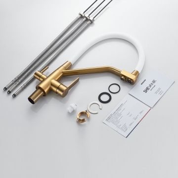 Смеситель для кухни с подключением фильтра Shevanik (Шеваник) S968G, золотой сатин