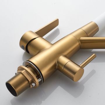 Смеситель для кухни с подключением фильтра Shevanik (Шеваник) S968G, золотой сатин