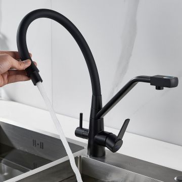 Смеситель для кухни с подключением фильтра Shevanik (Шеваник) S968H, черный