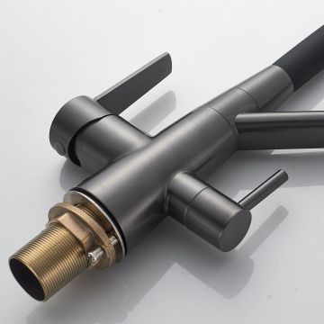 Смеситель для кухни с подключением фильтра Shevanik (Шеваник) S968T, оружейная сталь