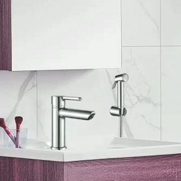 Смеситель для раковины с гигиеническим душем Shevanik (Шеваник) S6071, хром