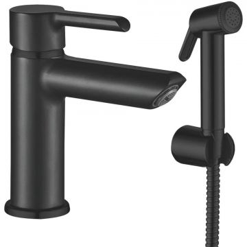 Смеситель для раковины с гигиеническим душем Shevanik (Шеваник) S6071H, черный