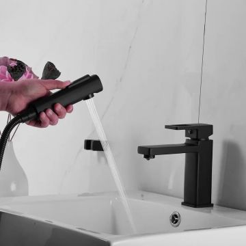 Смеситель для раковины с гигиеническим душем Shevanik (Шеваник) S8271H, черный