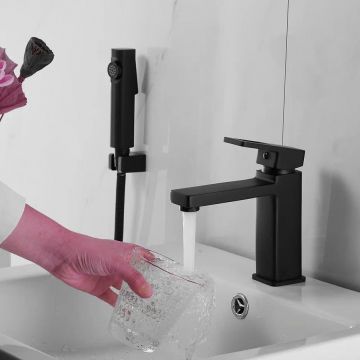 Смеситель для раковины с гигиеническим душем Shevanik (Шеваник) S8271H, черный