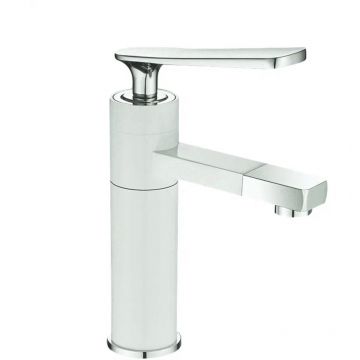 Смеситель для раковины с поворотным носиком Shevanik (Шеваник) S6601F, белый/хром