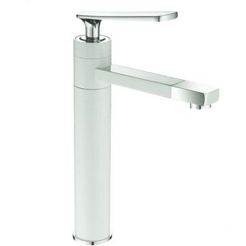 Смеситель для раковины с поворотным носиком Shevanik (Шеваник) S6611F, белый/хром