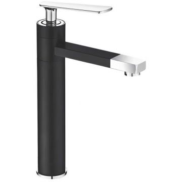 Смеситель для раковины с поворотным носиком Shevanik (Шеваник) S6611H, черный/хром