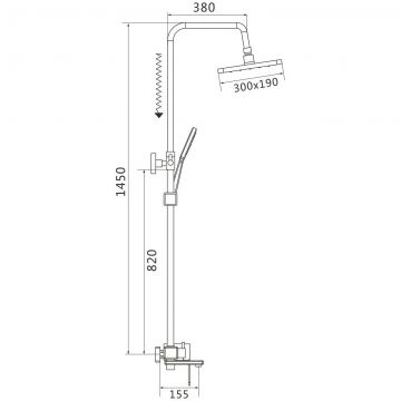 Душевая система Shevanik S8536T, оружейная сталь