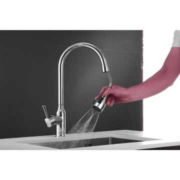 Смеситель для кухни с выдвижным изливом Shevanik (Шеваник) S163, хром