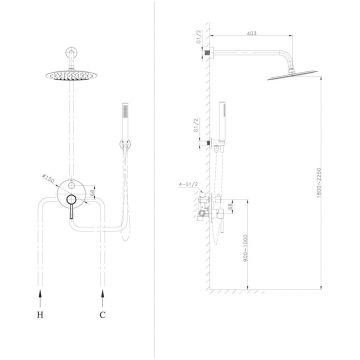 Душевая система встраиваемая Raiber RPG-005, золото