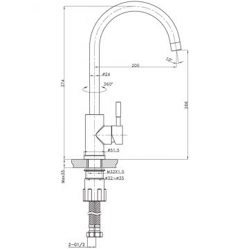 Смеситель для кухни Raiber RPG-012, золото