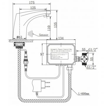 Смеситель для раковины сенсорный Raiber (Райбер) Sensor RSF88121, хром