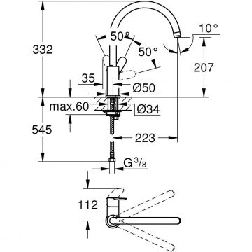 Смеситель для кухонной мойки Grohe BauEdge, хром (31367001)