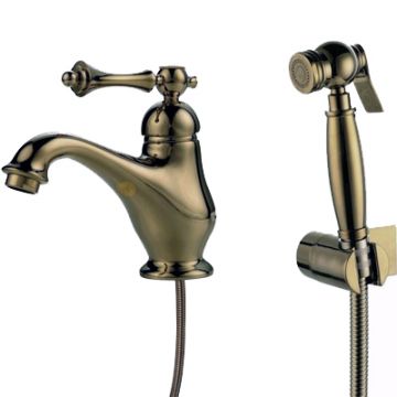 Смеситель Ganzer (Ганзер) Severin для раковины с лейкой и биде бронза GZ 77051d