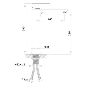 Смеситель Ganzer (Ганзер) Susanne для раковин черный, хром GZ21012-C