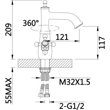 Смеситель Ganzer (Ганзер) Konstantin для раковины бронза GZ 09013d