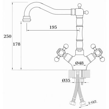 Смеситель Ganzer (Ганзер) Konstantin для кухни бронза GZ 09022d