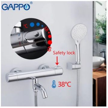Смеситель для ванны с термостатом Gappo G3290 хром