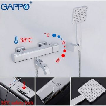 Смеситель для ванны с термостатом Gappo G3291 хром