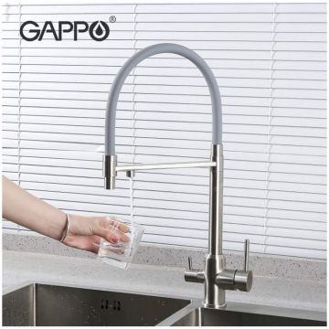 Смеситель для кухни под фильтр Gappo G4399-5 хром,серый