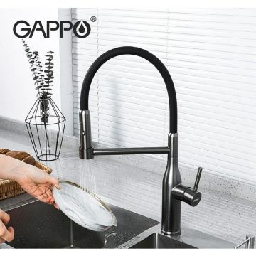 Смеситель для кухни Gappo G4398-51 оружейная сталь,черный