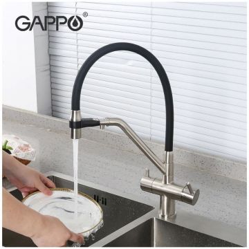 Смеситель для кухни под фильтр Gappo G4398-85 сатин,черный